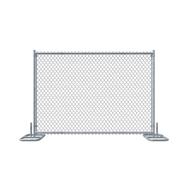 temporary panel fencing are usually installed using stands or feet that are anchored into the ground and then connected together via clips or brackets